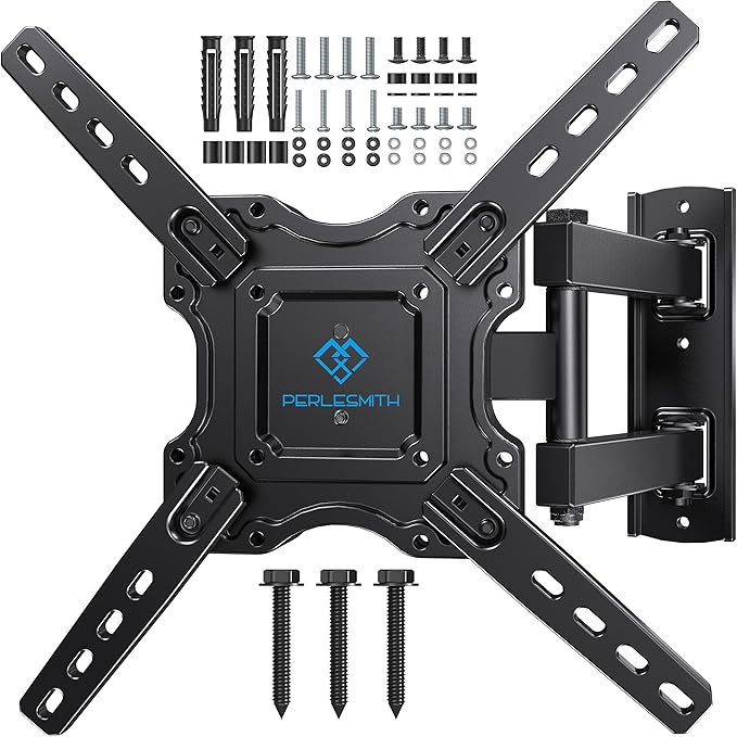 PERLESMITH Full Motion TV Wall Mount for Most 26-60 inch Flat Curved OLED 4K TVs up to 77lbs, Wall Mount TV Bracket with Swivel & Extension Arm, Tilt, Leveling, Max VESA 400x400mm, PSMFK12