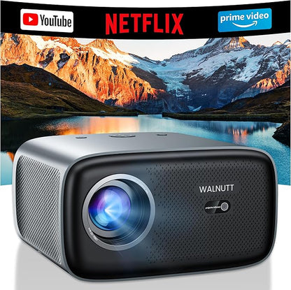 【1200 ANSI/4K Supported/Netflix Licensed】Smart Projector with WiFi and Bluetooth, Movie Home Theater with AI Auto Focs& Keystone, Video Projector with Dolby, 400'' Display for Indoor/Outdoor Proyector
