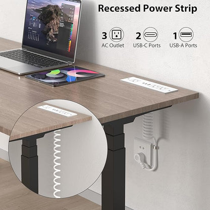 Furniture Drawer Outlet, Recessed Power Strip with (3) PD 20W USB Ports Fast Charging & (3) 15 Amp AC Outlets, (14 AWG) 10 FT White Spring Cord