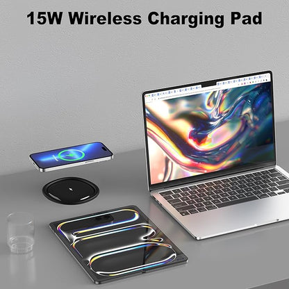 Jgstkcity Pop up Outlet for Countertop,65W USB C Fast Charging,15W Wireless Charger,13-in-1 Kitchen Island Electrical Power Station,4 USB,8 Outlets,15A Surge Protector,3.15'' Hole,ETL Listed,Black