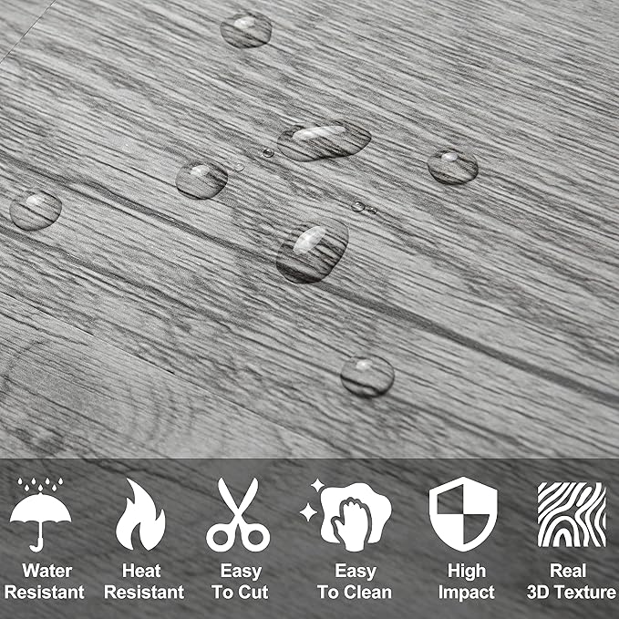AULIGET 100 Piece Peel and Stick Backsplash PVC Tile, 3 Inch x 6 Inch Dover Gray Stick on Tiles for Backsplash Kitchen, Bathroom, Laundry Room, Camper, Fireplace