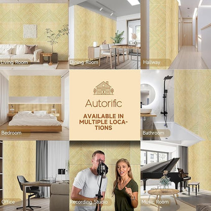 Acoustic Panels for Wall and Ceiling - 6 Pack 2'x2'x0.4",Self-Adhesive 3D UV Printing Decorative Wall Panels with Wood Look,Natural Oak