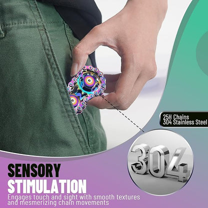 Valentines Day Gifts for Teens Boys Metal Fidget Spinner Toys for Adults Figette Bike Chain Roller Cool Gadgets ADHD Anxiety Stress Relief Items Figet Desk Offices EDC Men Christmas Stocking Stuffers