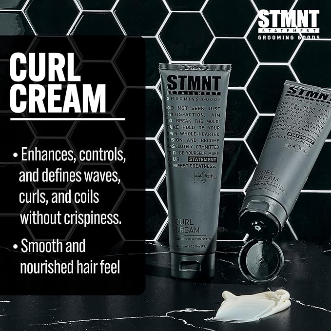 STMNT Grooming Goods Curl Cream, 5.07 oz | Enhances Curls | Texture Without Crispiness