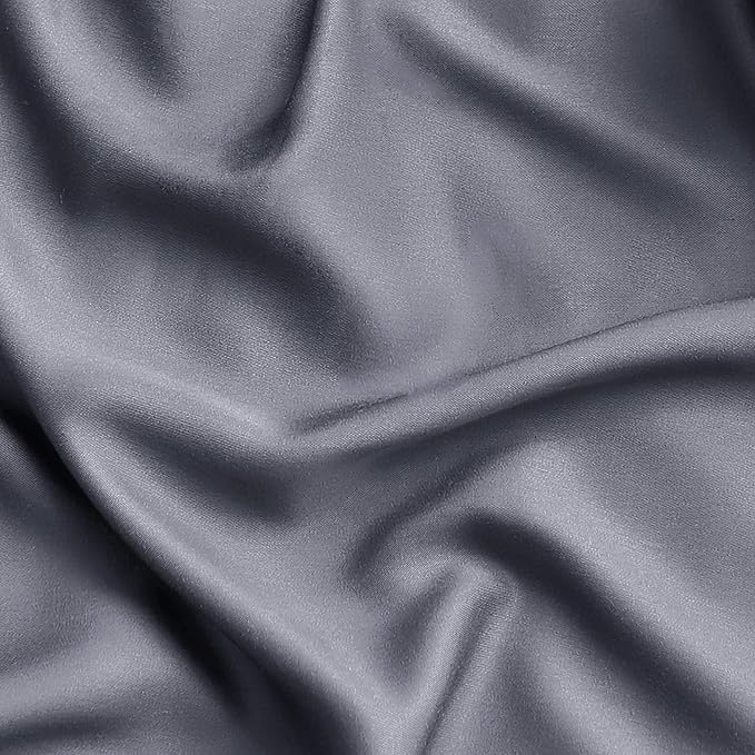 Bedsure Queen Sheet Set, Cooling Sheets for Queen Size Bed Set, Rayon Derived from Bamboo, Breathable & Soft, Deep Pocket Up to 16", Hotel Luxury Silky Bedding for Hot Sleepers, Dark Grey