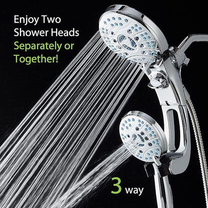 Hotel Spa AquaCare for California As-Seen-On-TV High Pressure Handheld Rain 50-mode 3-way Shower Head Combo with Adjustable Arm, Anti-clog Jets, Tub & Pet Power Wash, 6 ft. Stainless Steel Hose