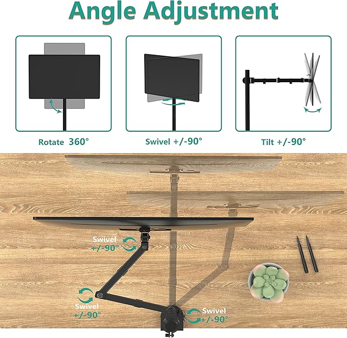 WALI Monitor Arm Mount for Desk, Single Extra Tall Computer Desk Mount, Monitor Bracket Mount Stand Single, up to 32 inch, 22 lbs (M001XL), Black