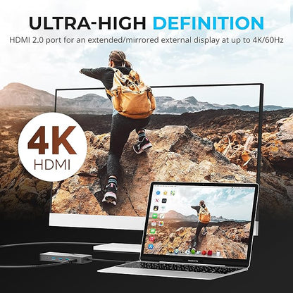 SABRENT USB-C Hub & SSD Enclosure, 6-Port Dock with M.2 SSD Slot, 90W Power Delivery, USB 3.0 & 2.0 Ports, 4K HDMI, RJ45 Gigabit Ethernet (HB-6PNV)