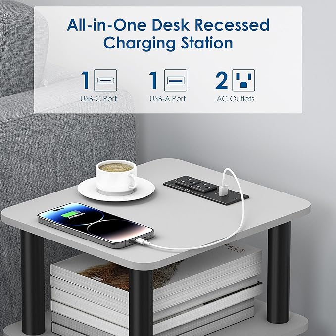 Conference Recessed Power Strip,20W USB C Fast Charging,Furniture Recessed Outlet,2 Outlets,2 USB Ports Table Power Strip,Flush Mount Power Strip for Side Table,6ft Cord,Flat Plug