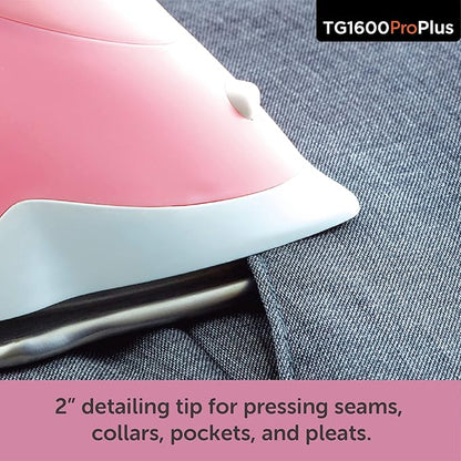 oliso TG1600 ProPlus Smart Iron with Auto-Lift – 1800 Watt Steam Iron for Clothes, Sewing, Quilting & Crafting – Diamond Ceramic-Flow Soleplate, Rosé