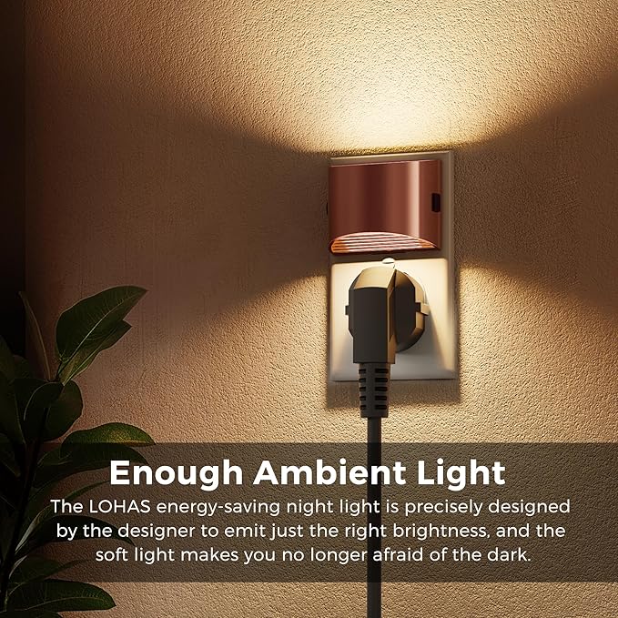L LOHAS LED Night Lights Plug into Wall, Dimmable Night Light with 3 Level Brightness, 3000K Soft White, 2 Pack, Rose Gold