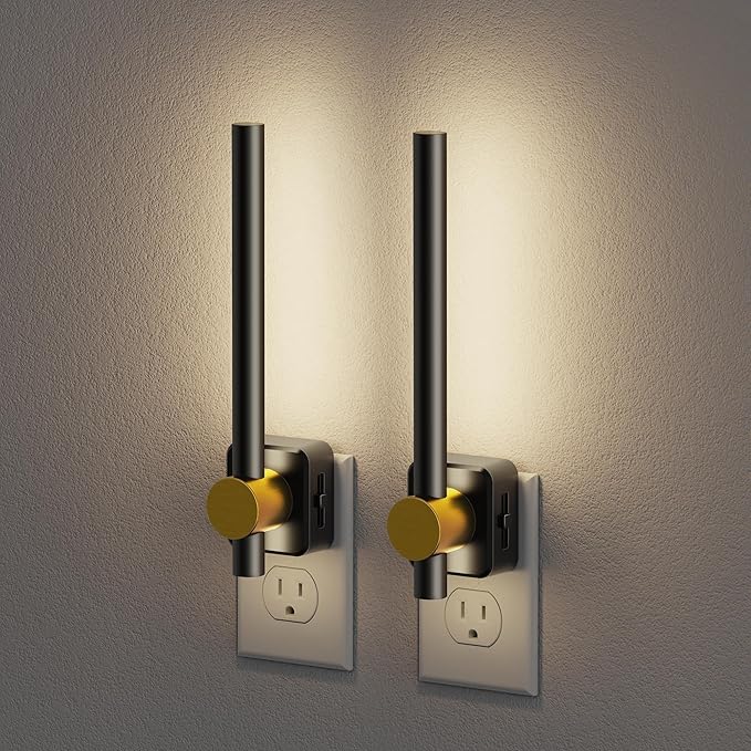 JandCase Night Lights Plug into Wall,0-200LM Dimmable LED Nightlights, 2 Pack Daylight White 5000K Vanity Night Light With Auto Light Sensor for Bathroom Dressing Room