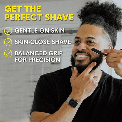 The Beard Club Straight Razor for Men - Navajas Para Barbero - Barber Straight Edge Razor Kit - Premium Single Derby Blade Cutthroat With 10 Replaceable Stainless Steel Blades & Leather Case