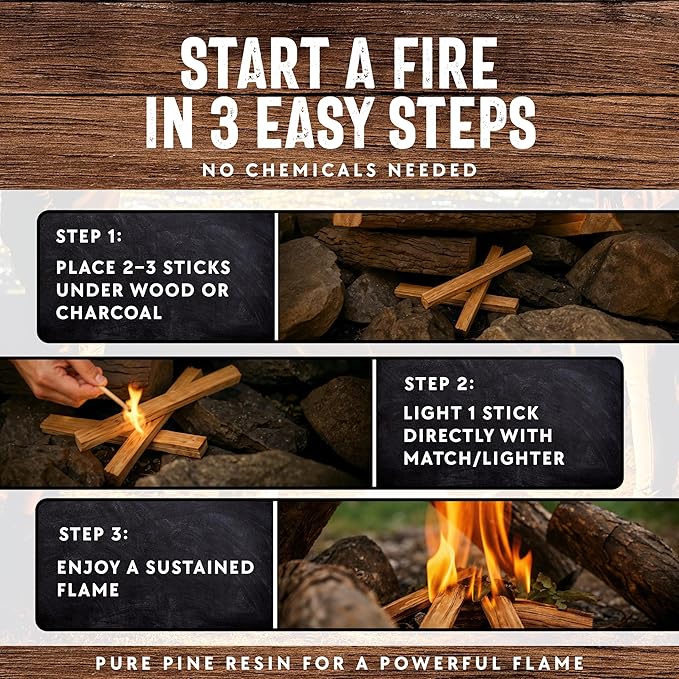 10lb Fatwood Fire Starter Sticks | 100% Natural Fire Starters for Campfires, Firepit, Fireplaces, BBQ, Wood Stoves | Easy Ignition w/Just 2 Sticks | Camping Essentials by Billy Buckskin (10lb Box)