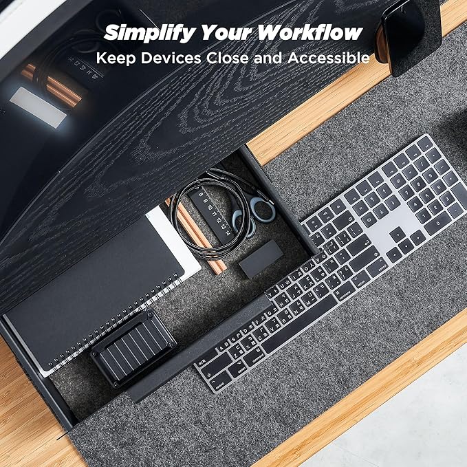 ULTRARM Moodular Add-ons Storage Drawer [Accessory Only - Requires Moodular Wooden Monitor Stand Slide Rails for Use] Black MSA-DR