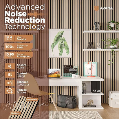 Avana Modern Acoustic Wood Wall Panels – 94.4 X 12.6 Inch White Oak Acoustic Panels 1 PC – Wall Panels For Interior Wall Decor for Homes, Offices, Studios – Sturdy And Durable Wood Panels For Wall