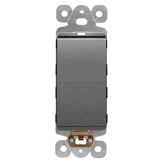 LIDER Minimalist Design Matte Finish Lighted Decorator Switch, Frameless Paddle Light Switch with Locator Light, Grounding Screw, 15A 125V, UL Listed, LS15-1P-SG, Space Gray