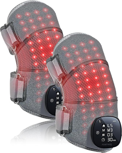 FORTHiQ RED+ Knee Brace with Heat and Red Light Therapy, Knee Massager with 5 Intensity Levels, 52 Red & Infrared Lights, Cordless, Adjustable for Knees, Elbows & Shoulders, FSA-HSA Eligible, 2 Pieces