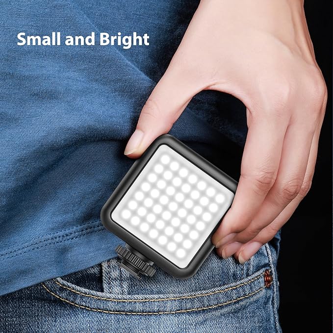 ULANZI VL49 2000mAh LED Video Light w 3 Cold Shoe, Rechargeable Soft Light Panel, Portable Photography Lighting for DJI OSMO Sony DSLR Canon Camera GoPro Vlogging