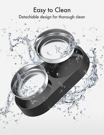 PETLIBRO Pet Food Splitter with Stainless Steel Bowls, Automatic Cat Feeder Bowls for Two Cats or Dogs, Suitable for PETLIBRO Automatic Cat Feeder PLAF005, PLAF006, PLAF103, PLAF203 Black
