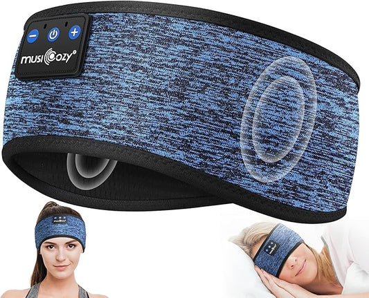 MUSICOZY Bluetooth 5.4 Headband Headphones for Sports and Sleep, Wireless Sleeping Eye Mask Earbuds Earphones for Side Sleepers Workout Running Cool Tech Gadget Unique Gift